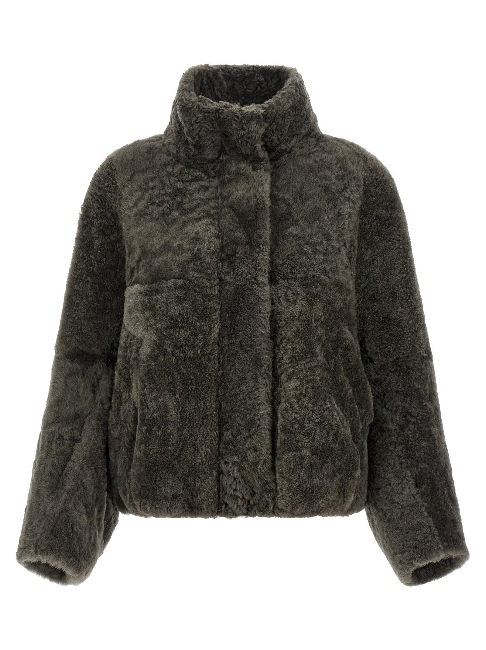 Brunello Cucinelli Lambskin Fur Coat — Gray