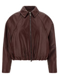 Brunello Cucinelli Lightly Padded Nappa Leather Jacket — Brown