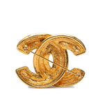 Gold Plated Quilted CC Brooch