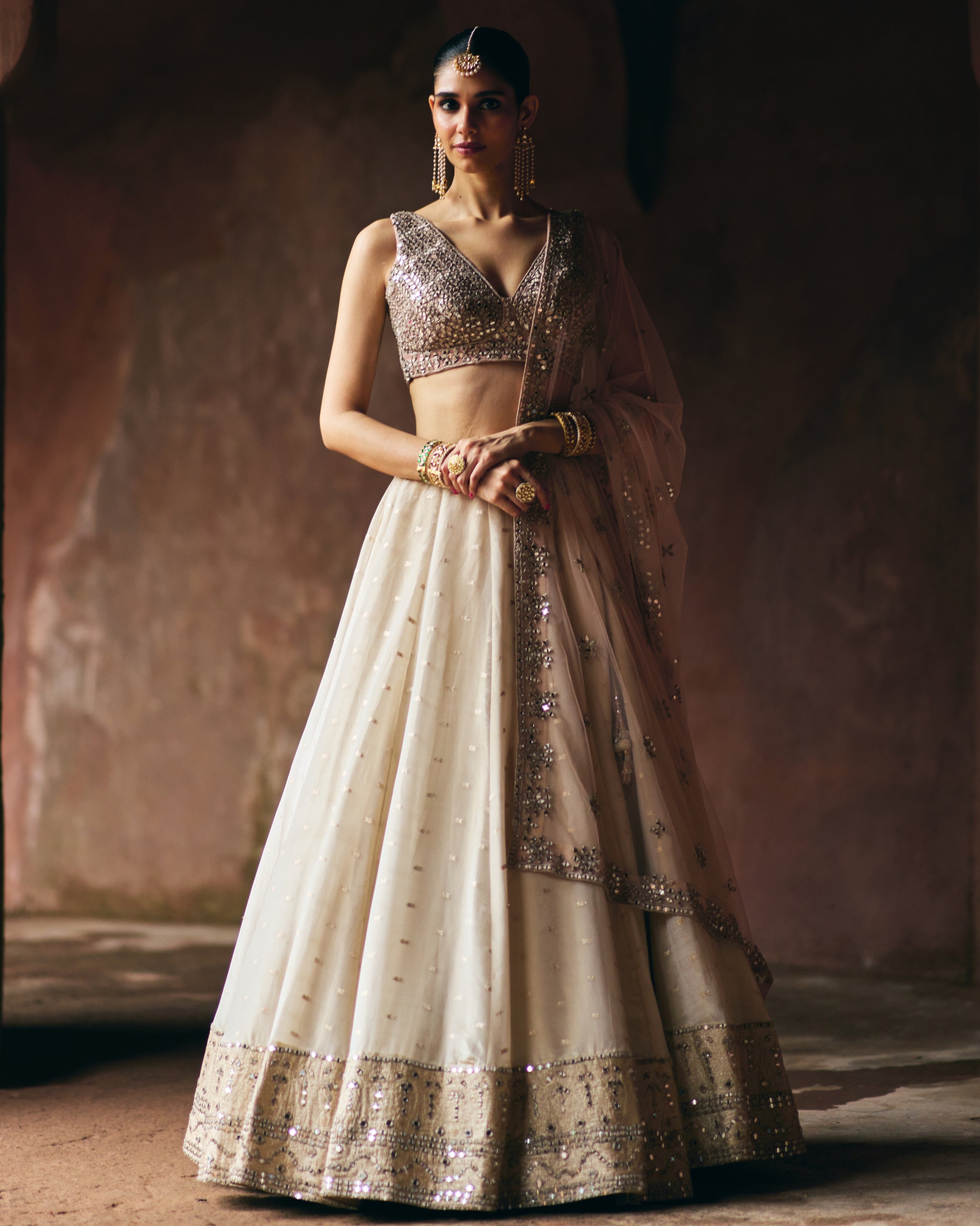 Sakeena Gold Tissue Lehenga Set By KYNAH, Luxury Indian Fashion & Bridal Wear