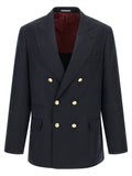 Brunello Cucinelli Silk Twill and Linen Délavé Blazer — Navy