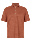 Brunello Cucinelli Linen-Cotton Jersey Mélange Polo — Rust