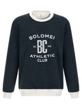 Brunello Cucinelli Logo-Print Cotton-Linen Sweatshirt — Navy