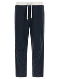Brunello Cucinelli Mélange Gauze Cotton and Linen Blend Joggers — Navy