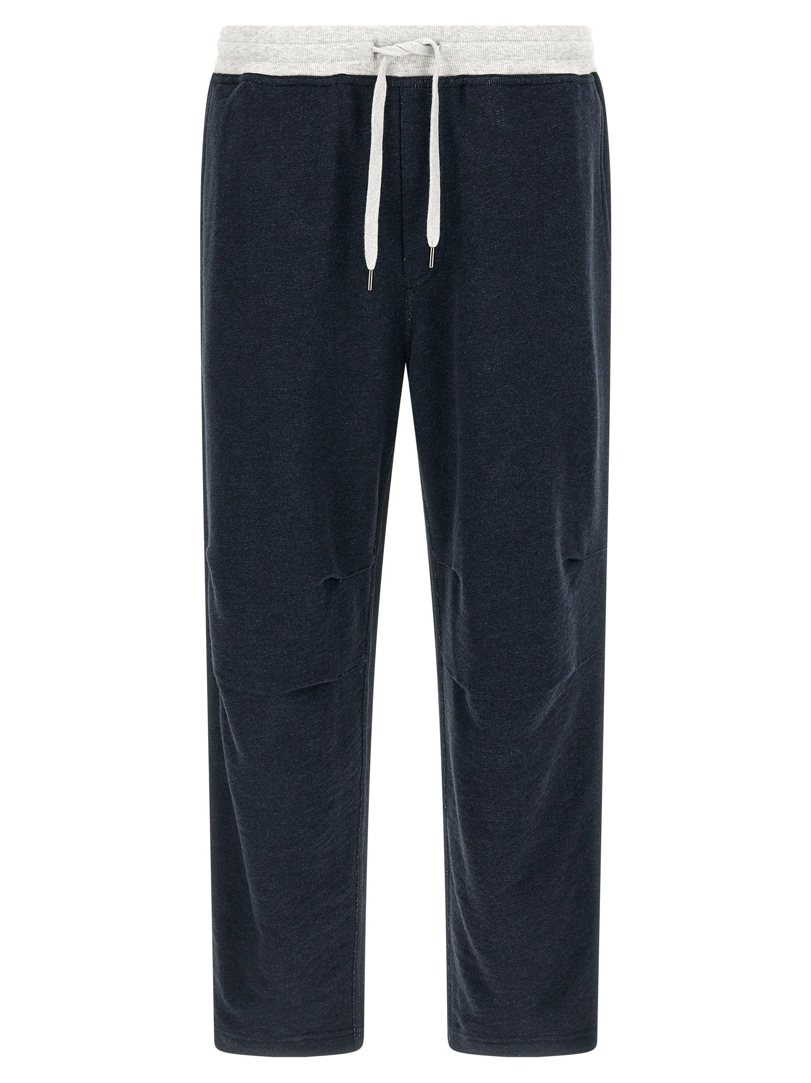 Brunello Cucinelli Mélange Gauze Cotton and Linen Blend Joggers — Navy