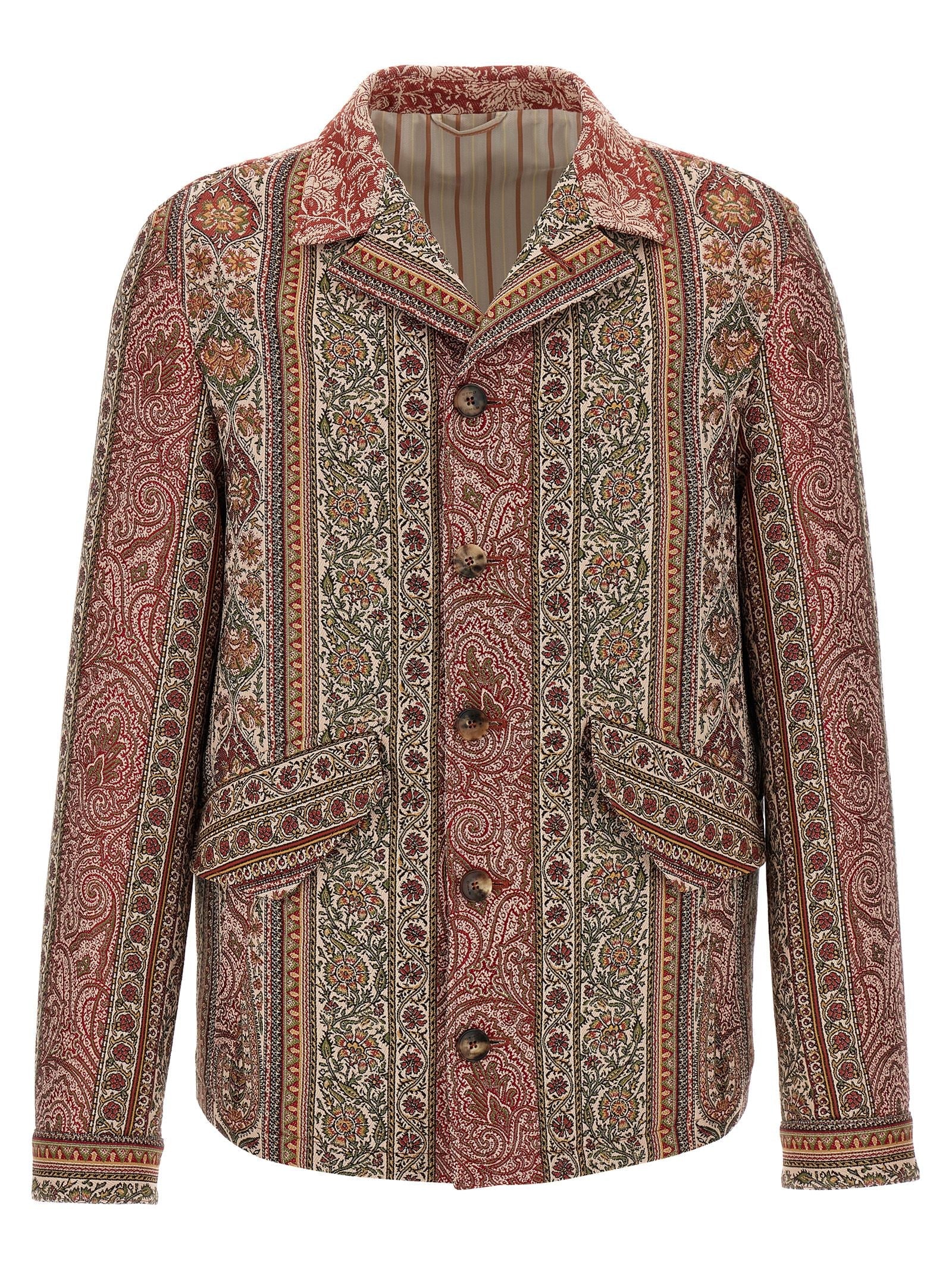 Etro Balmacaan Overshirt — Burgundy