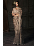 The New Shikargah Aged Lavendar Tissue Sari Set By KYNAH, Luxury Indian Fashion & Bridal Wear