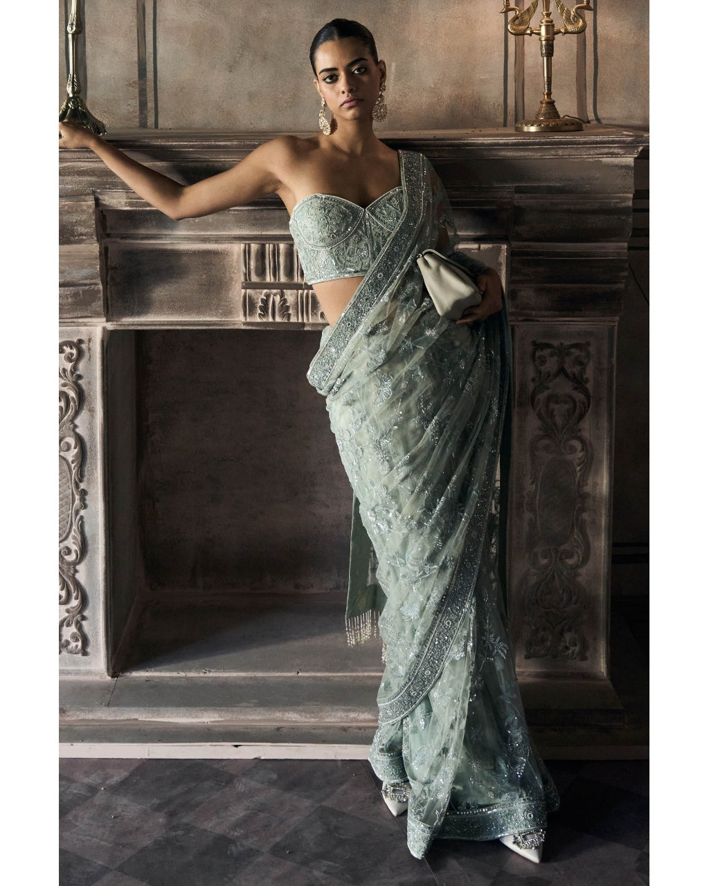 The Midnight Garden of Eden Sari Set By KYNAH, Luxury Indian Fashion & Bridal Wear