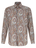 Etro Floral Paisley Satin Shirt — Cream