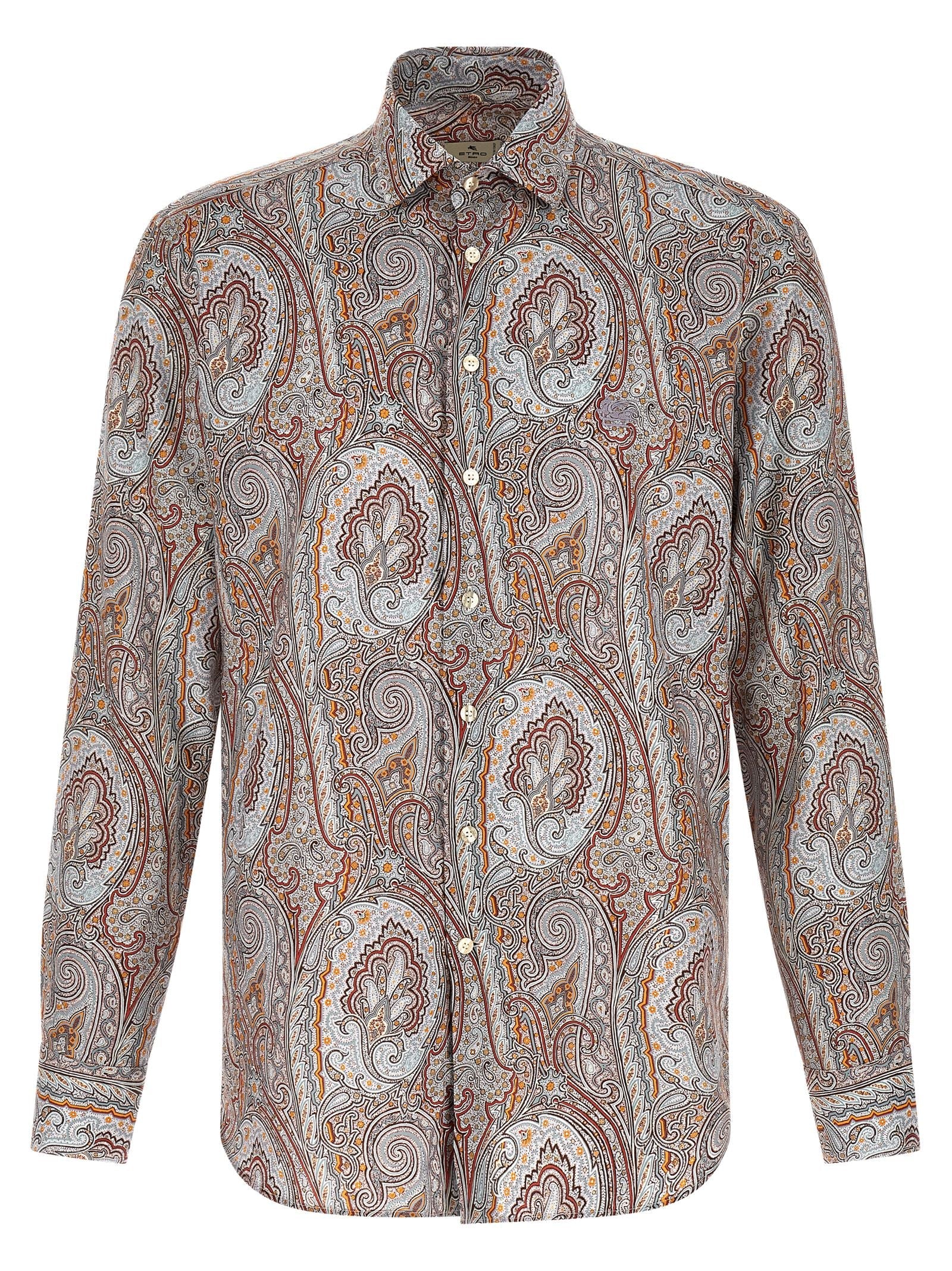 Etro Floral Paisley Satin Shirt — Cream