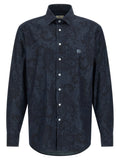 Etro Paisley Ramage Denim Shirt — Navy