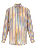 Etro Striped Linen Shirt — Purple