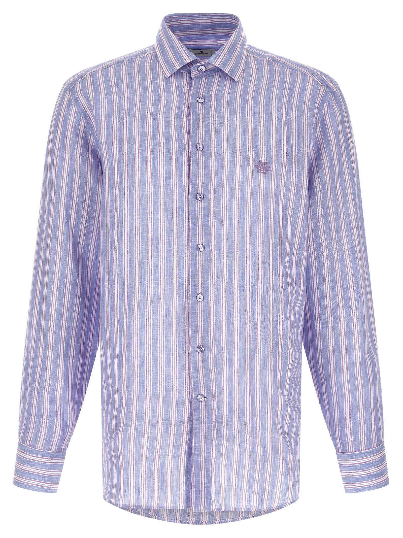 Etro Striped Linen Shirt — Lavender