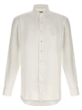 Etro Linen with Tonal Pegaso Logo Shirt — White