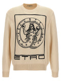 Etro Logo-Embroidered Sweater — Cream
