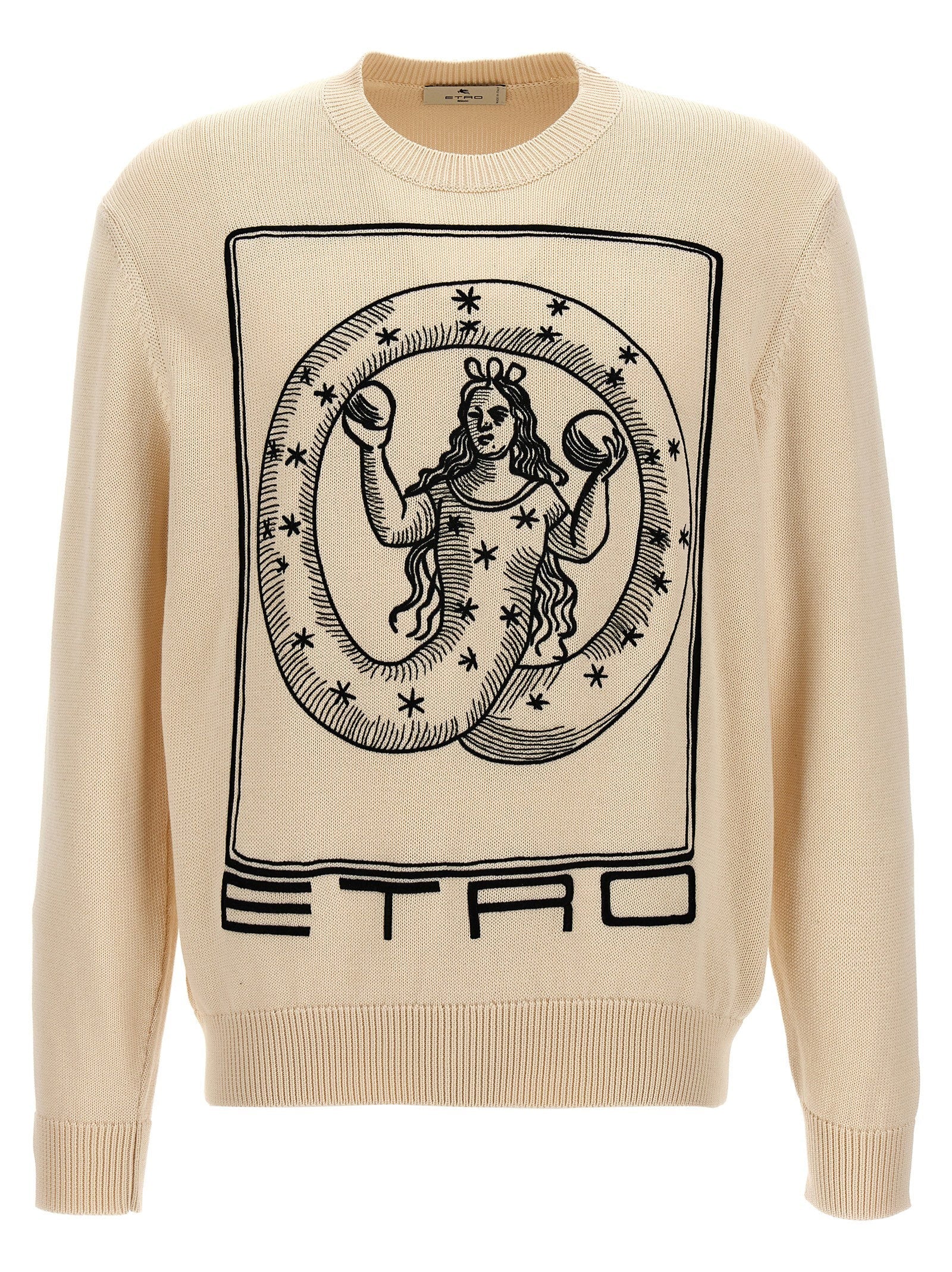 Etro Logo-Embroidered Sweater — Cream
