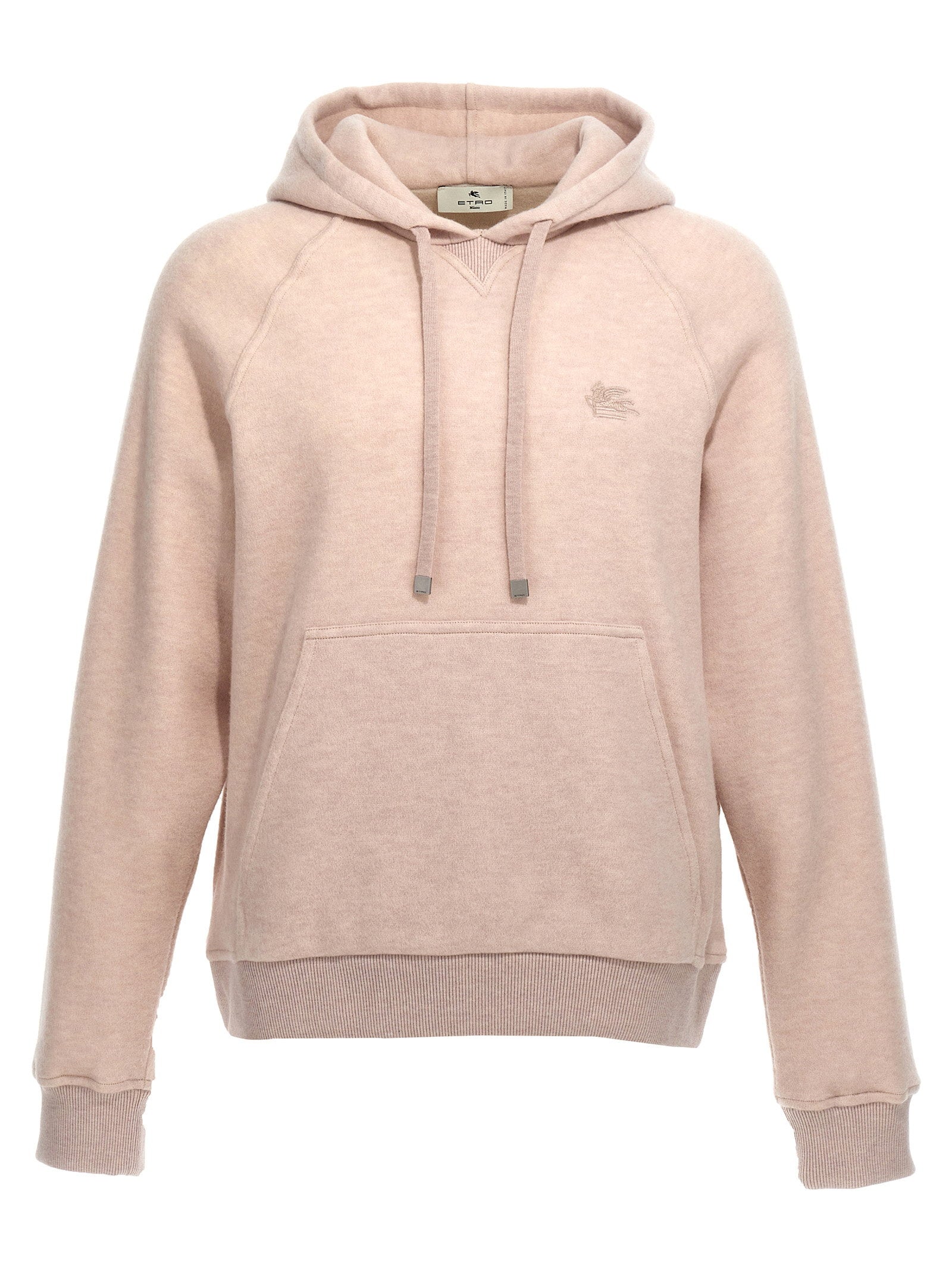 Etro Logo-Embroidered Wool Blend Hoodie — Beige