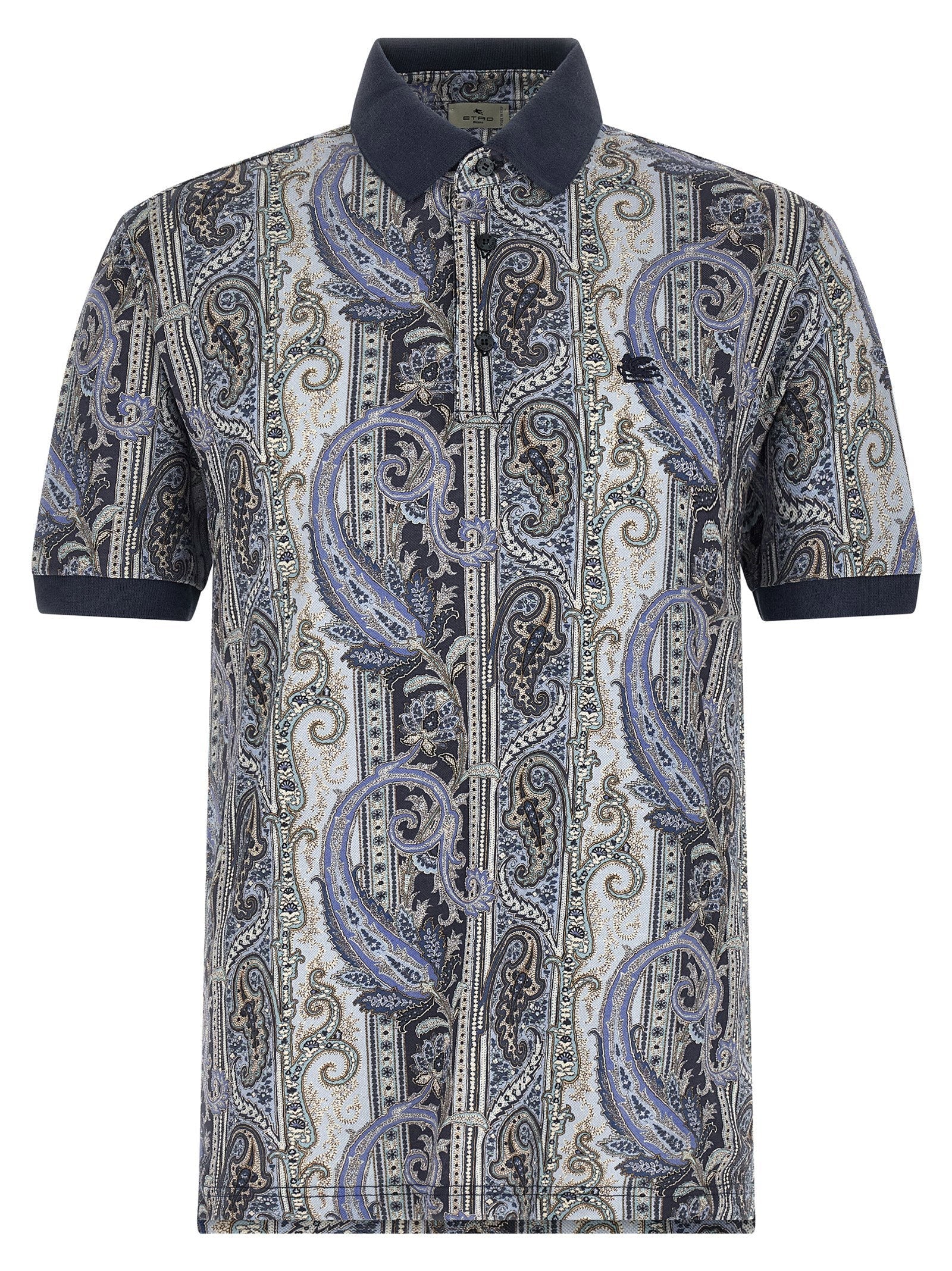 Etro Arnica Paisley Polo Shirt — navy