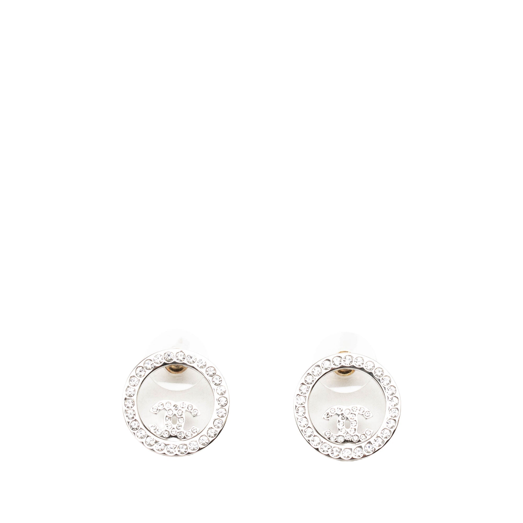 CC Brass Strass Push Back Earrings