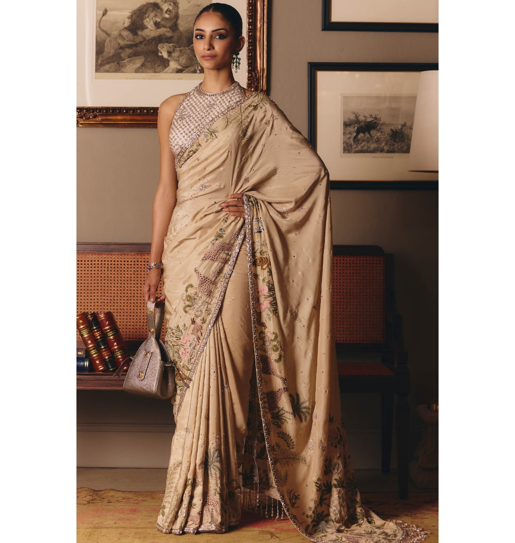 The Story of Masai Mulberry Silk Sari Set By KYNAH, Luxury Indian Fashion & Bridal Wear
