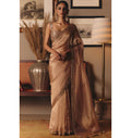 The Aged Peach Sheeshrag Tissue Sari Set By KYNAH, Luxury Indian Fashion & Bridal Wear