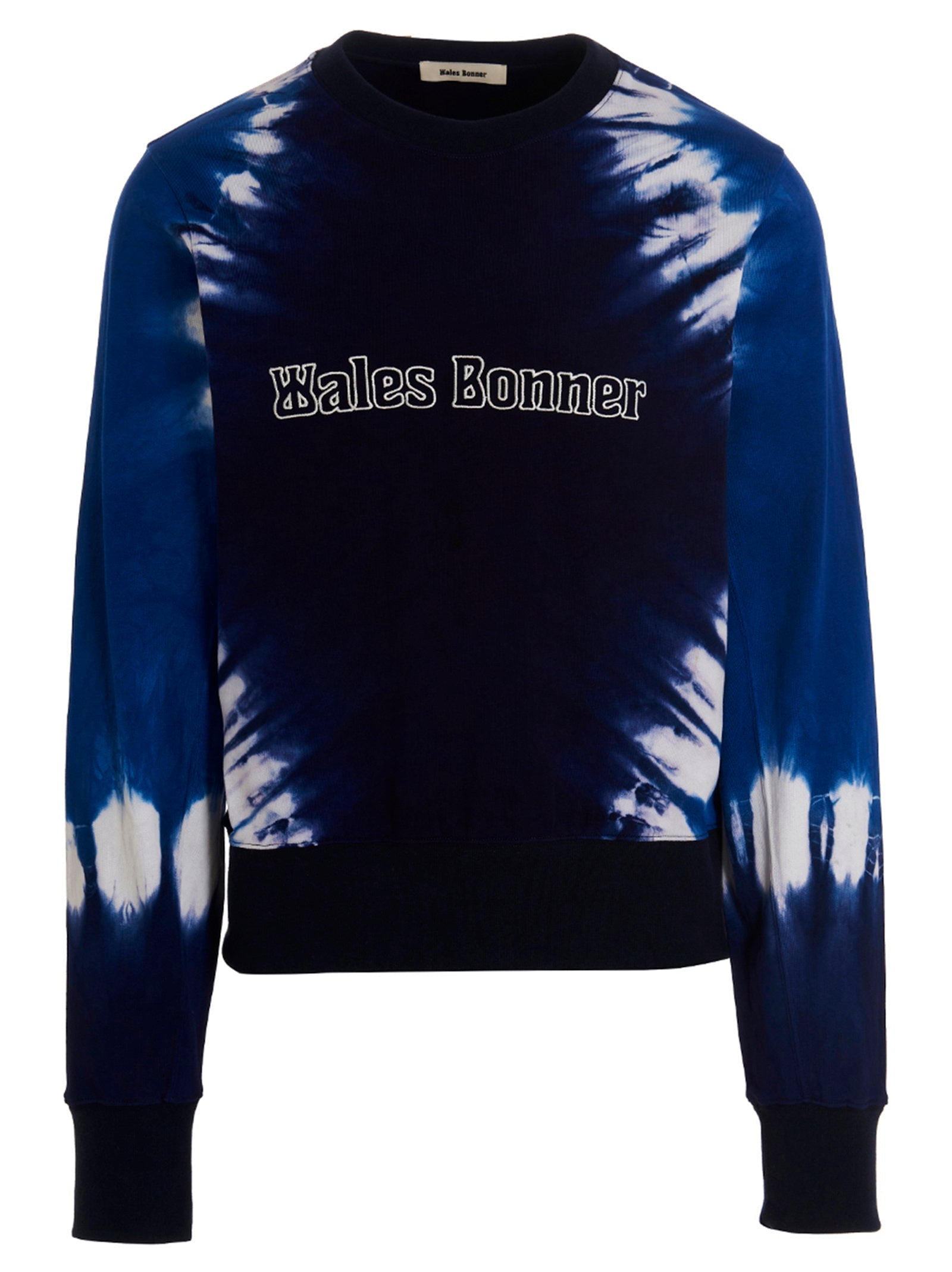 Wales Bonner Tie-Dye Logo-Embroidered Sweatshirt — Navy