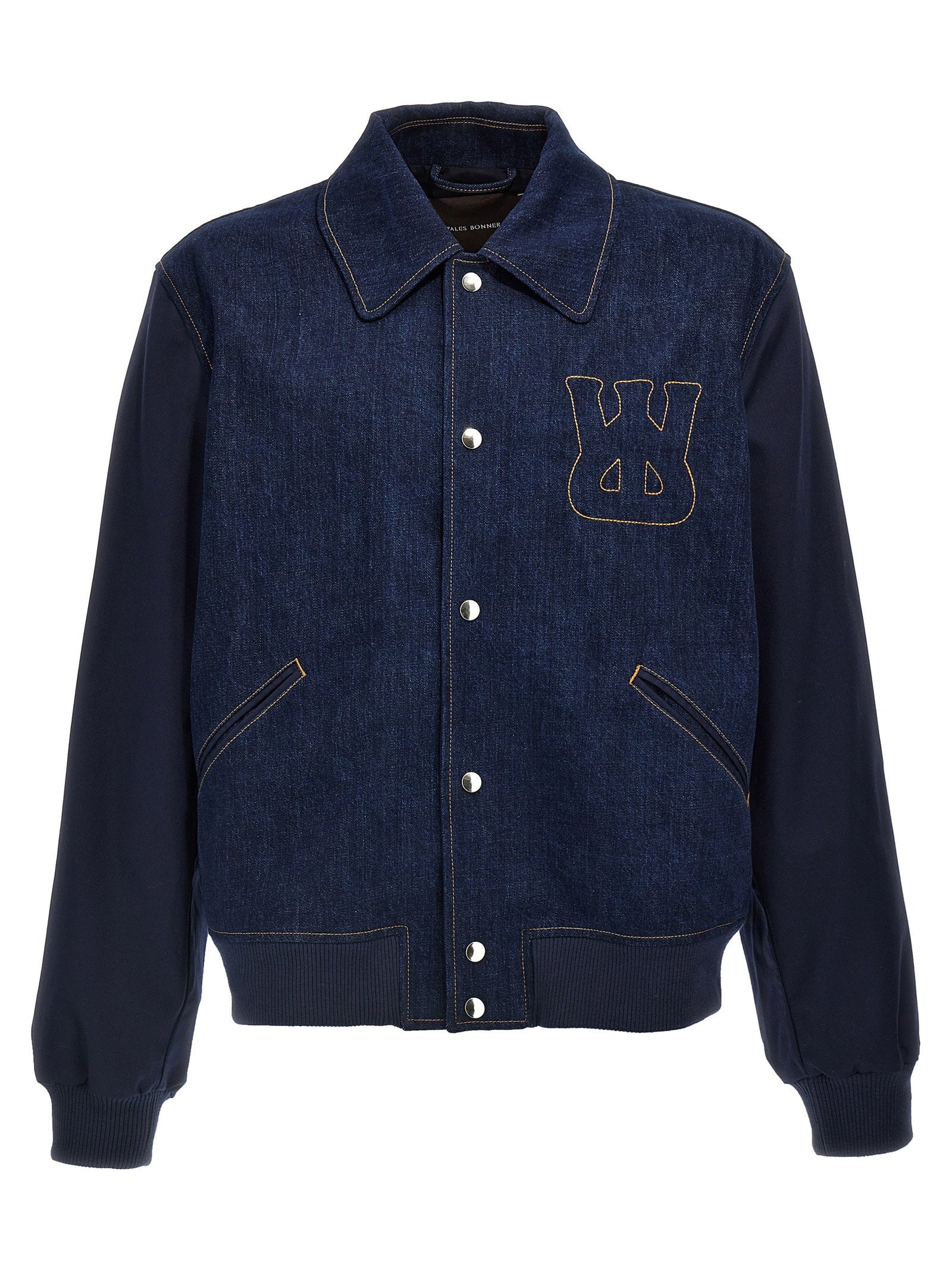 Wales Bonner Denim Varsity Jacket — Navy