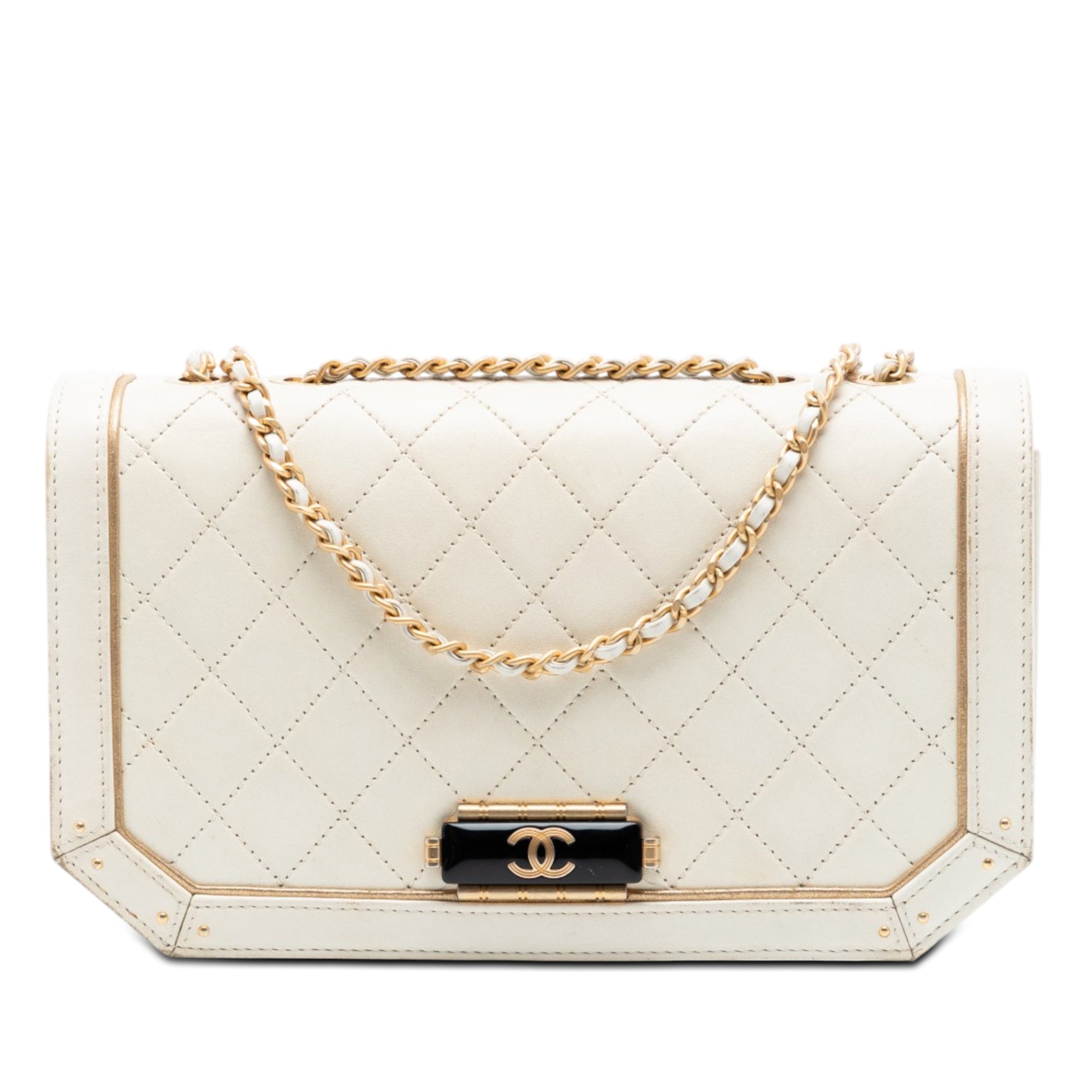 Medium Quilted Calfskin Octagon CC Clasp Flap