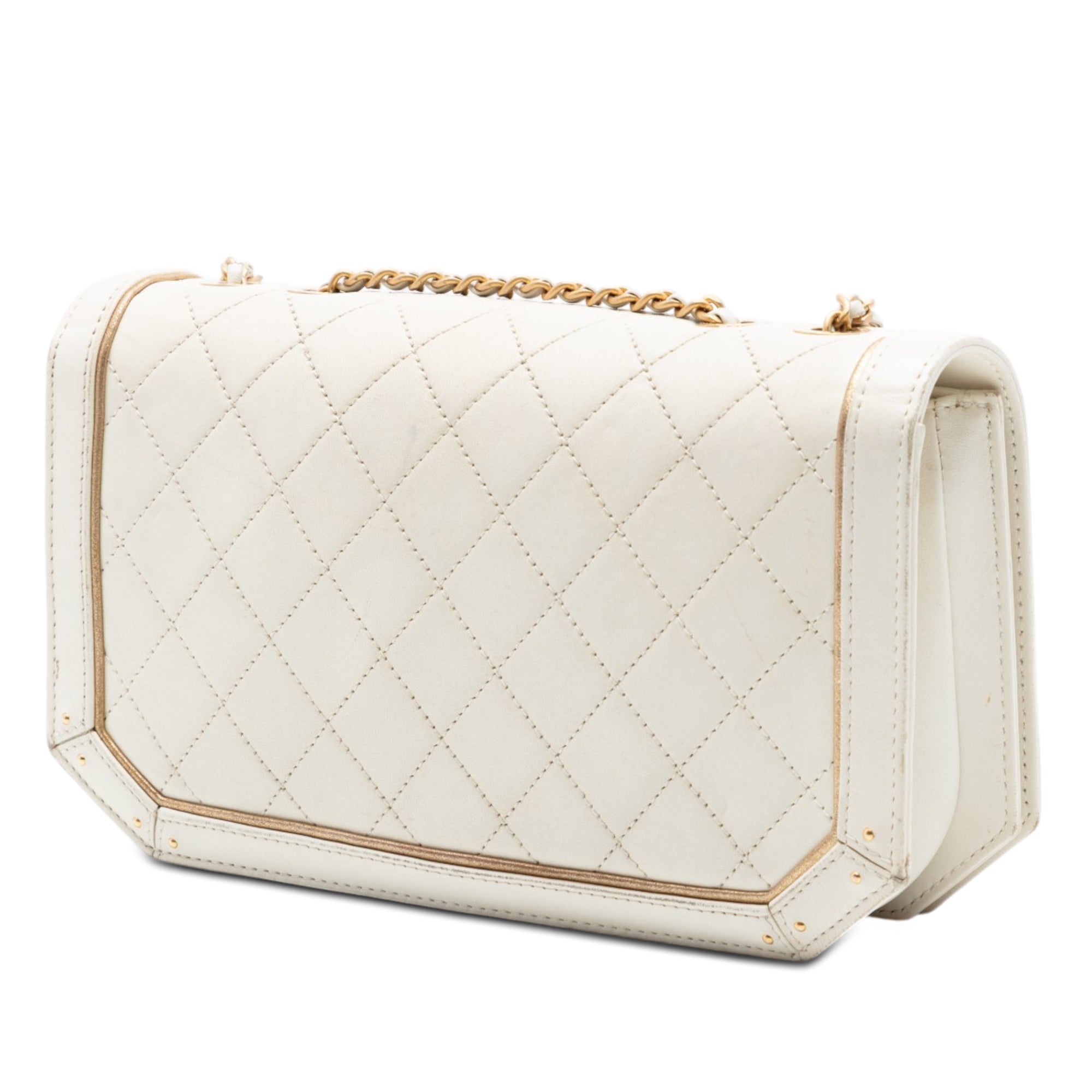 Medium Quilted Calfskin Octagon CC Clasp Flap