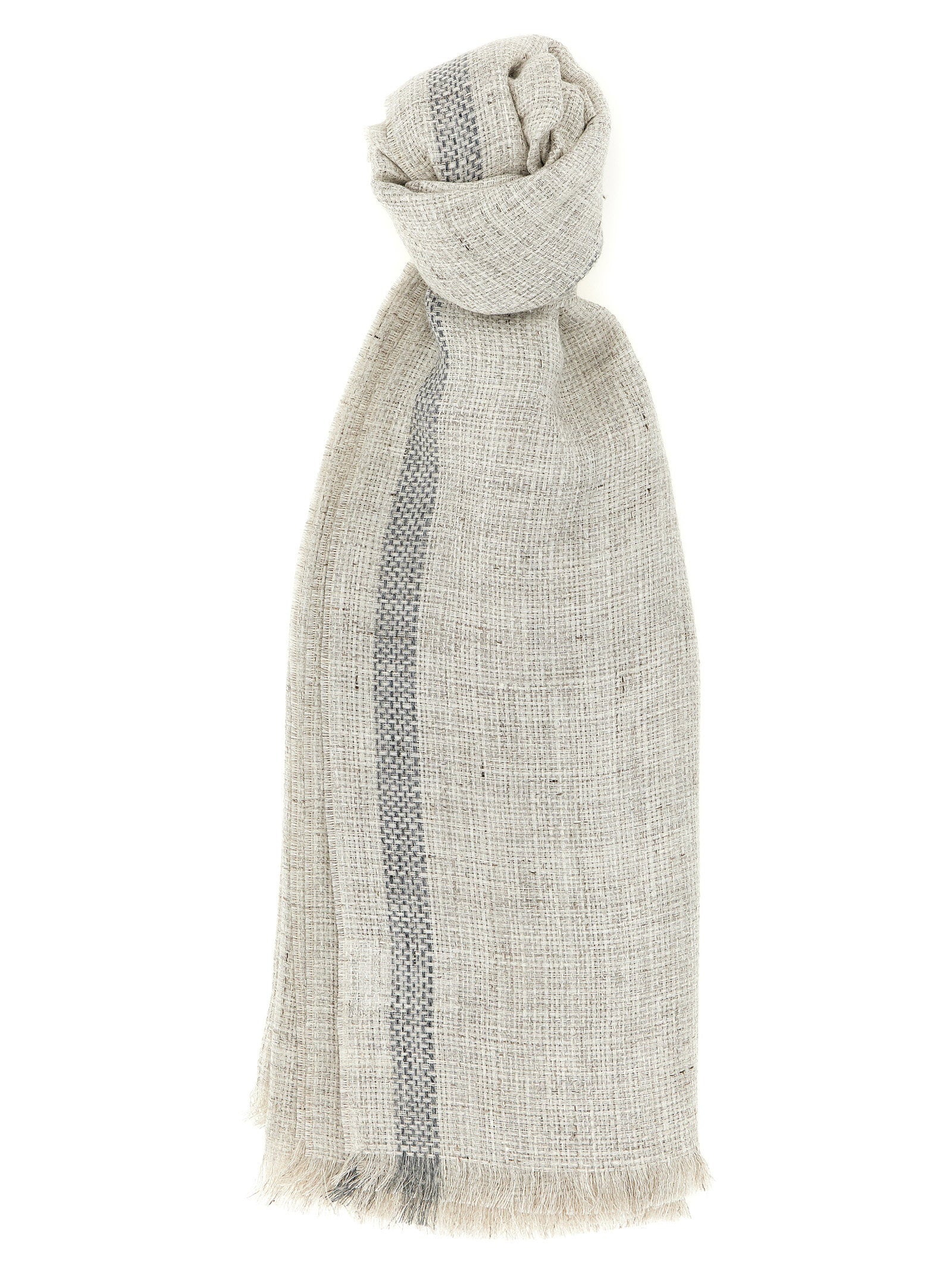 Brunello Cucinelli Bouclé Linen Scarf — Cream
