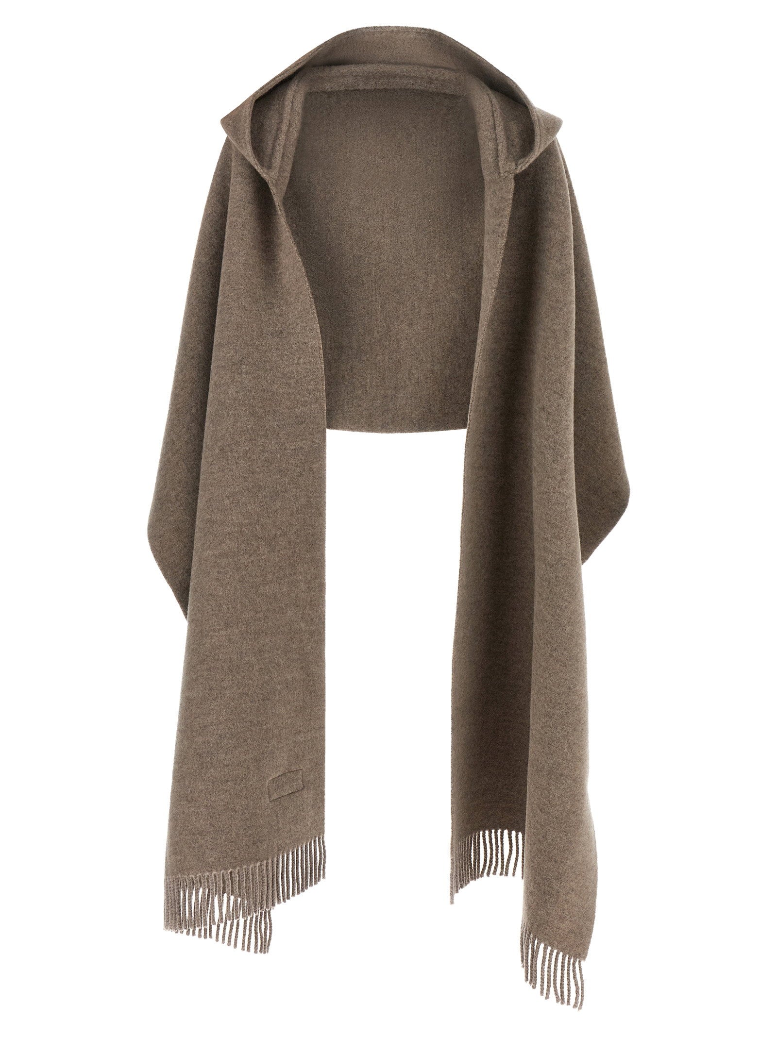 Brunello Cucinelli Hooded Wool Cashmere Scarf — Taupe