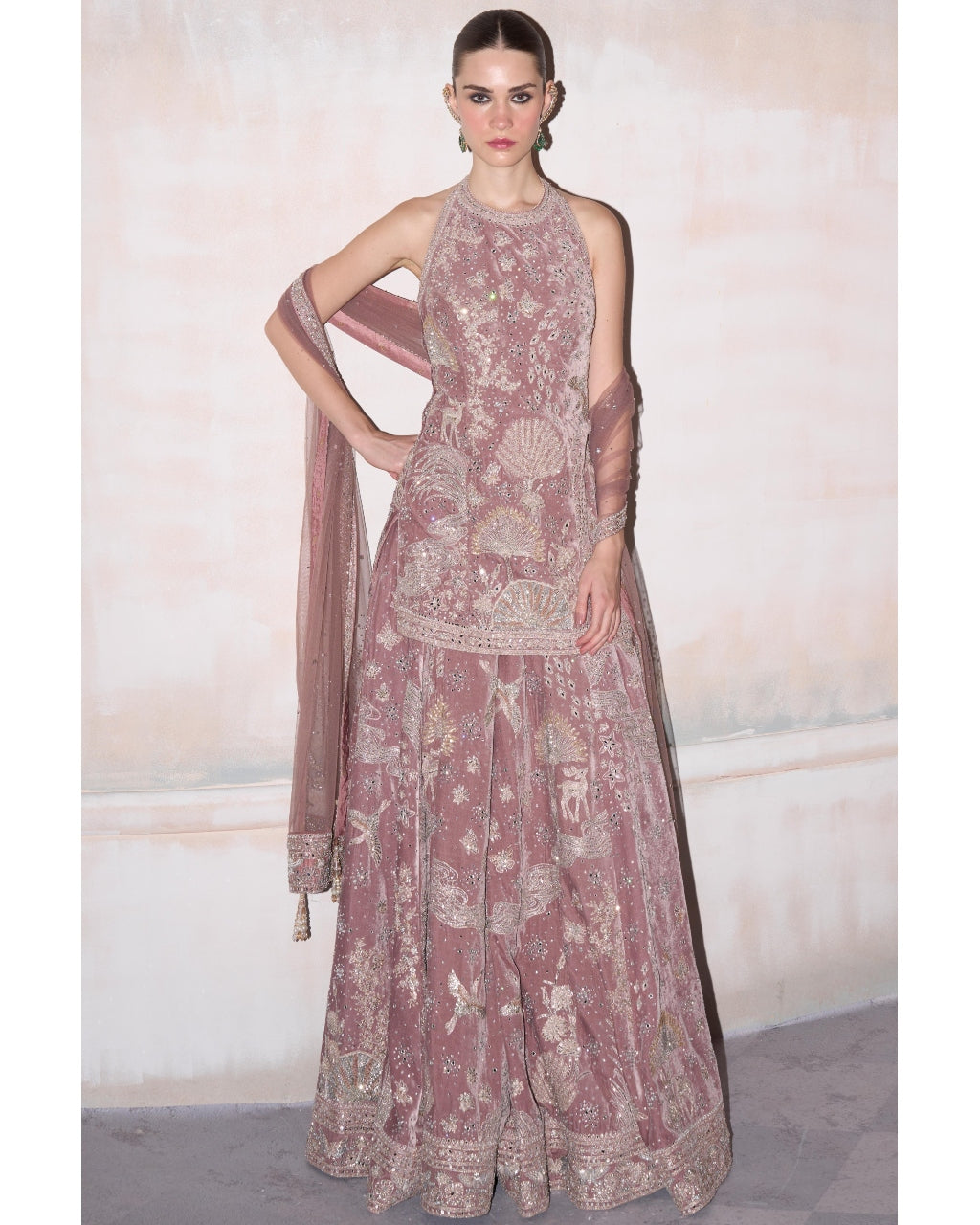 The Wild Aquamarine French Rose Sharara Set By KYNAH, Luxury Indian Fashion & Bridal Wear