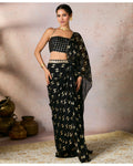 Black Mystic Drape Sari Set By KYNAH, Luxury Indian Fashion & Bridal Wear