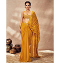 Yellow Pixie Dust Drape Sari Set By KYNAH, Luxury Indian Fashion & Bridal Wear