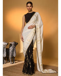 Black & White Tribal Pillar Sari By KYNAH, Luxury Indian Fashion & Bridal Wear