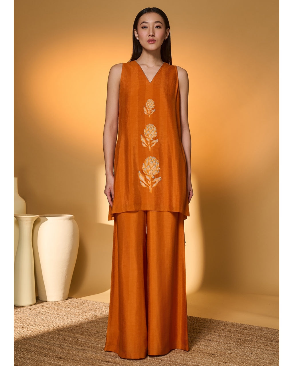 Saffron Sky Striped Kurta Set By KYNAH, Luxury Indian Fashion & Bridal Wear