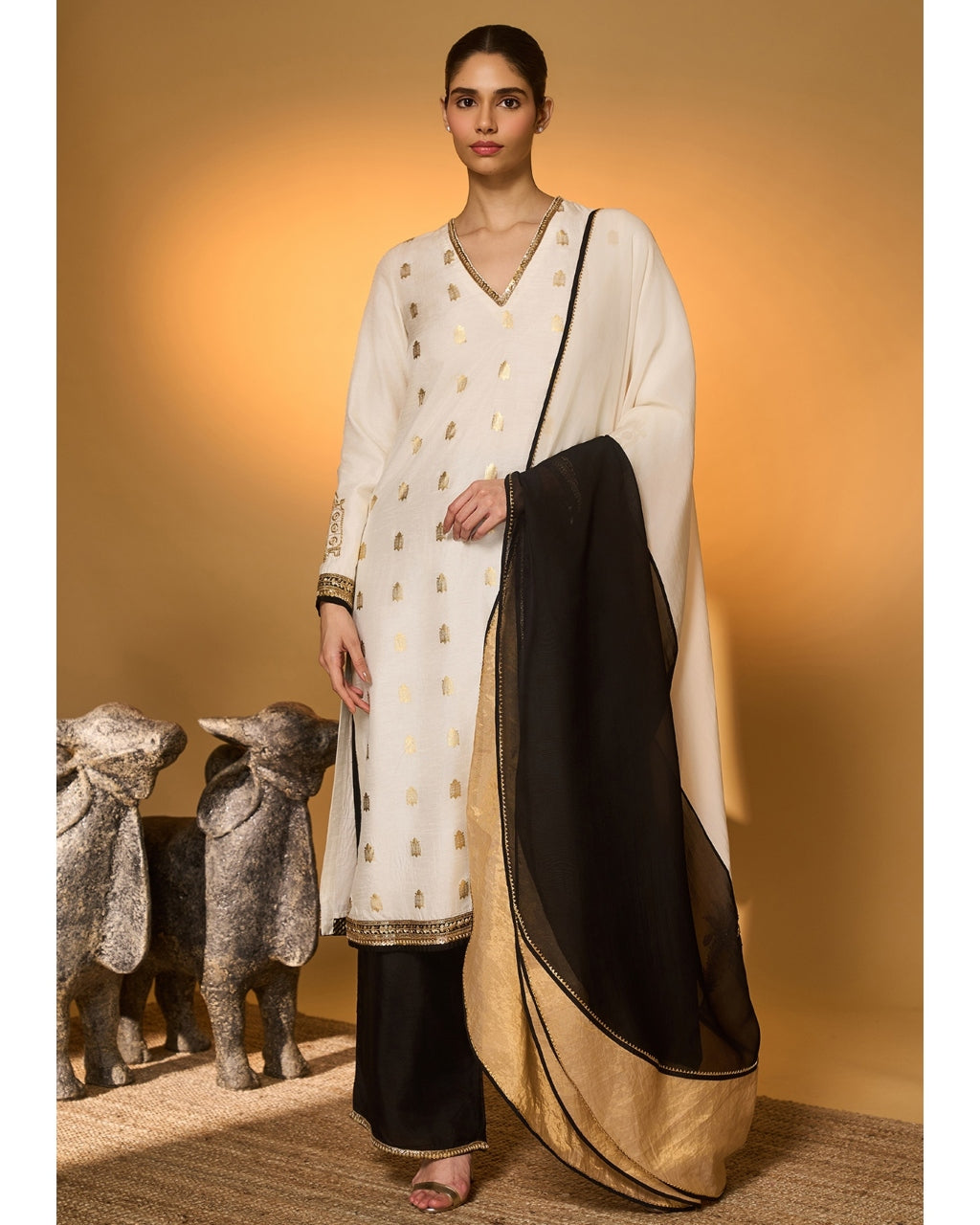 Ivory Turtle Tale Kurta Set By KYNAH, Luxury Indian Fashion & Bridal Wear