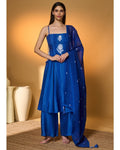 Heart Of Eden On Ocean Haze Anarkali Set By KYNAH, Luxury Indian Fashion & Bridal Wear