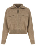 Brunello Cucinelli Wool Crop Cardigan — Beige