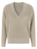 Brunello Cucinelli Openwork Cotton Blend Sweater — Beige