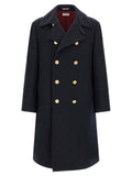 Brunello Cucinelli Double-Breasted Cashmere Coat — Navy