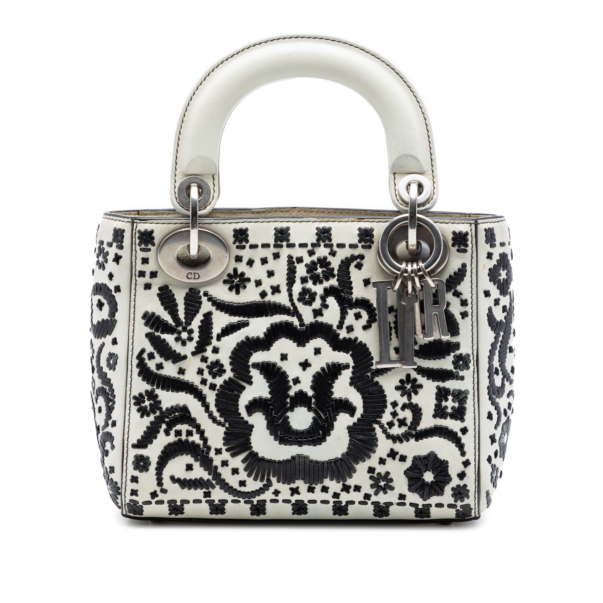 Mini Calfskin Flower Embroidered Lady Dior