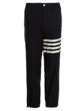 Thom Browne 4-Bar Striped Wool Trousers — Black