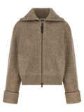 Brunello Cucinelli Cashmere and Vicuña Knit Cardigan — Beige