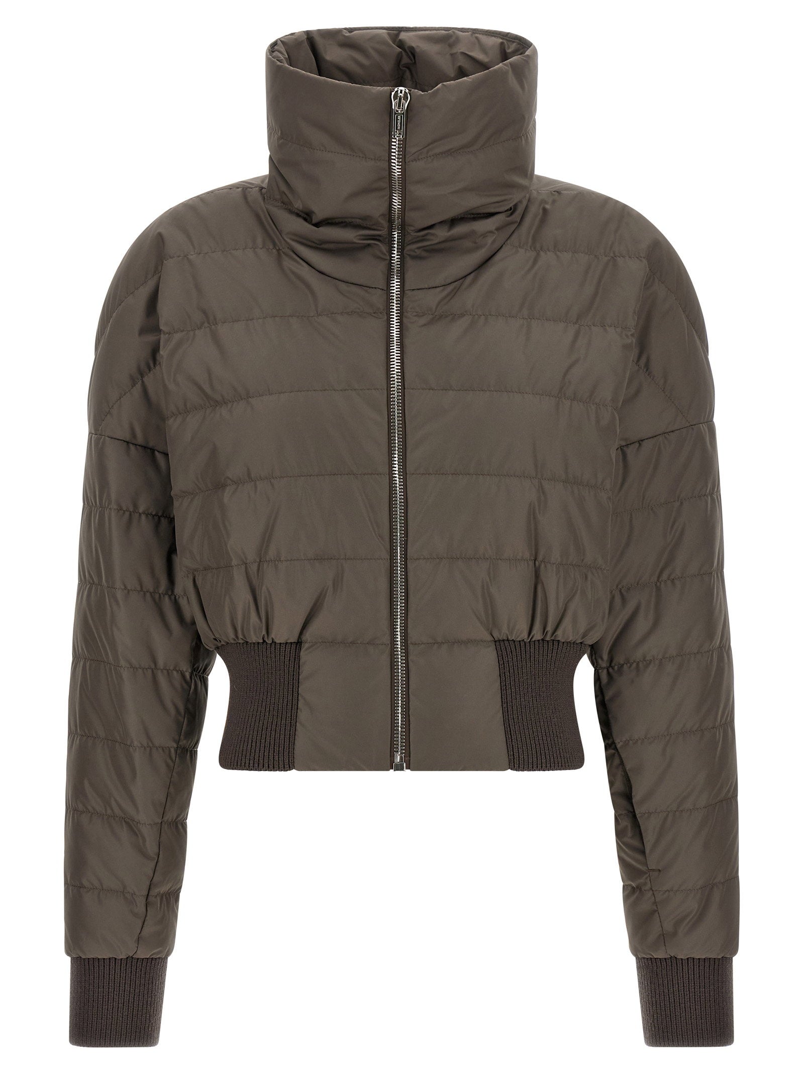 Rick Owens Cropped Quilted Goose Down Down Jacket — Taupe
