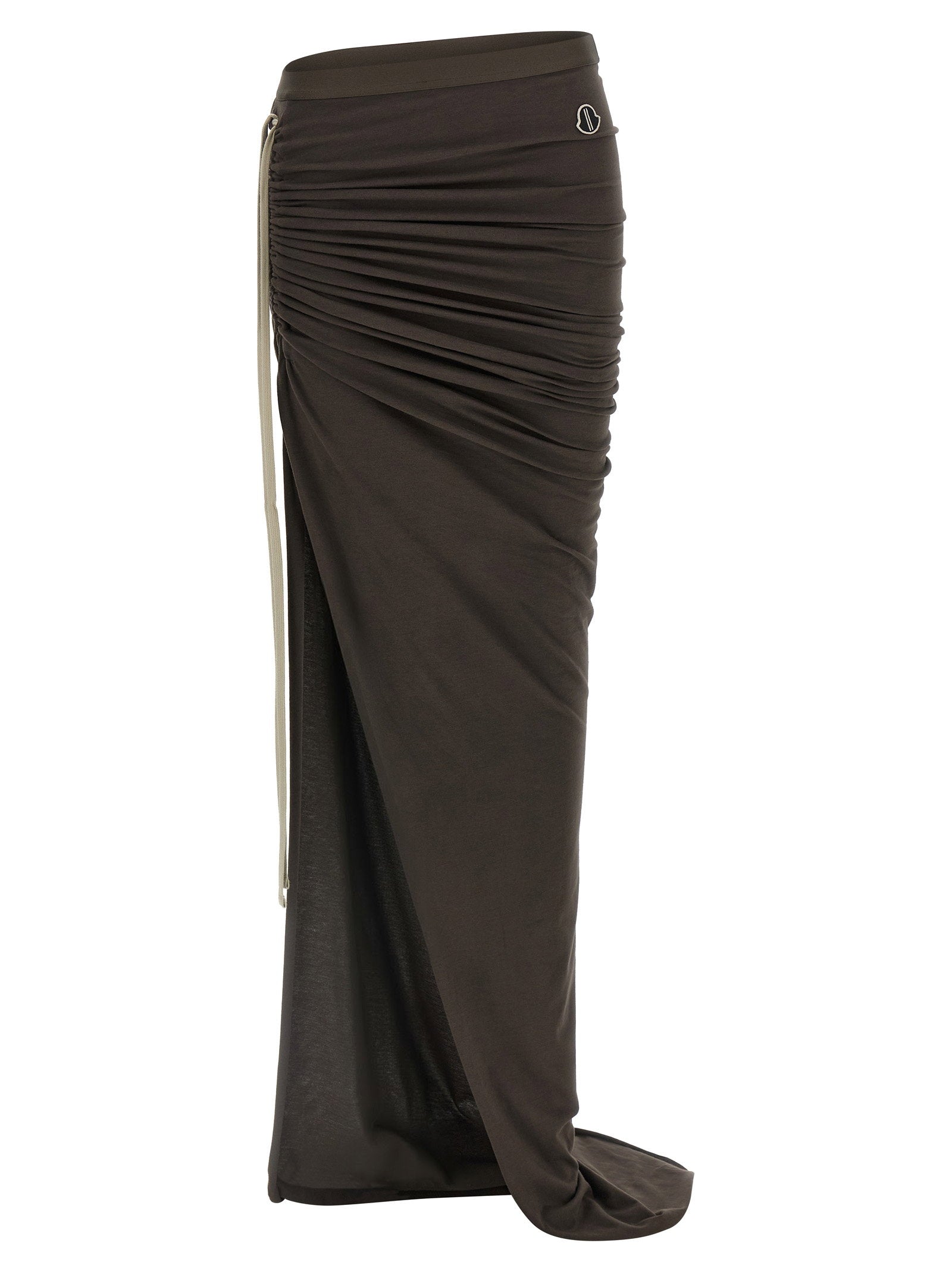 Rick Owens Drawstring Cotton Jersey Skirt — Black