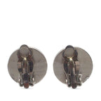 CC Silver Plated Enamel Camellia Clip On Earrings