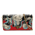 Saffiano Floral Flame Print Wallet on Chain