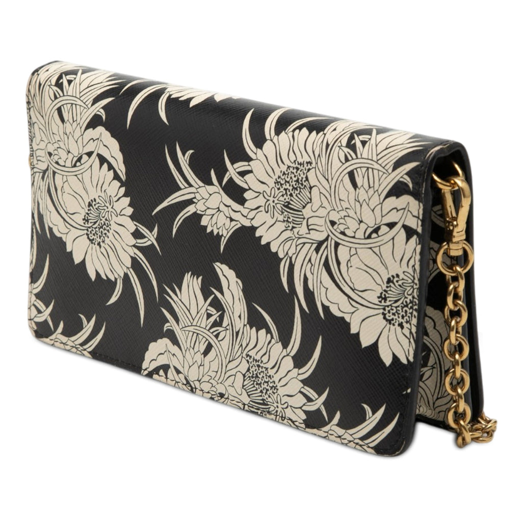 Saffiano Floral Flame Print Wallet on Chain