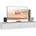 160cm High Gloss Floating TV Unit Stand for TVs up to 70" with Storage Cupboards, White